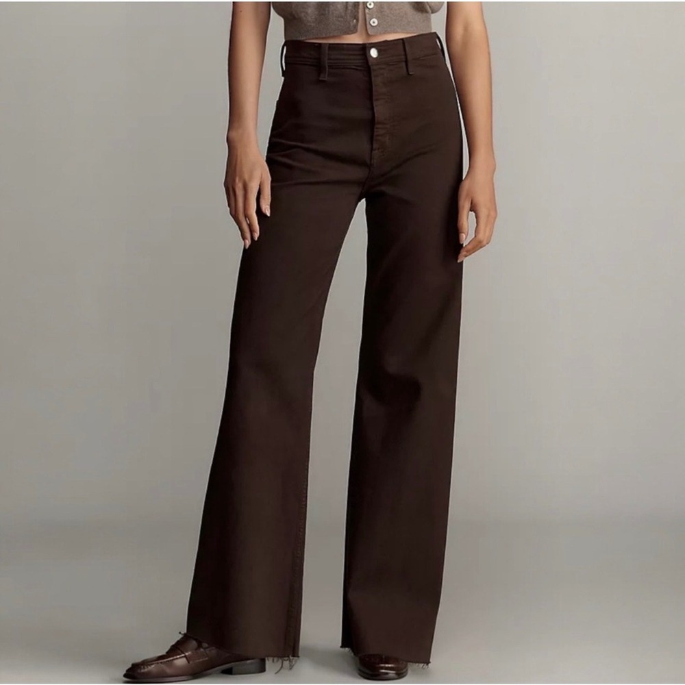 pistola Wide Leg Flare Jeans in Dark Brown